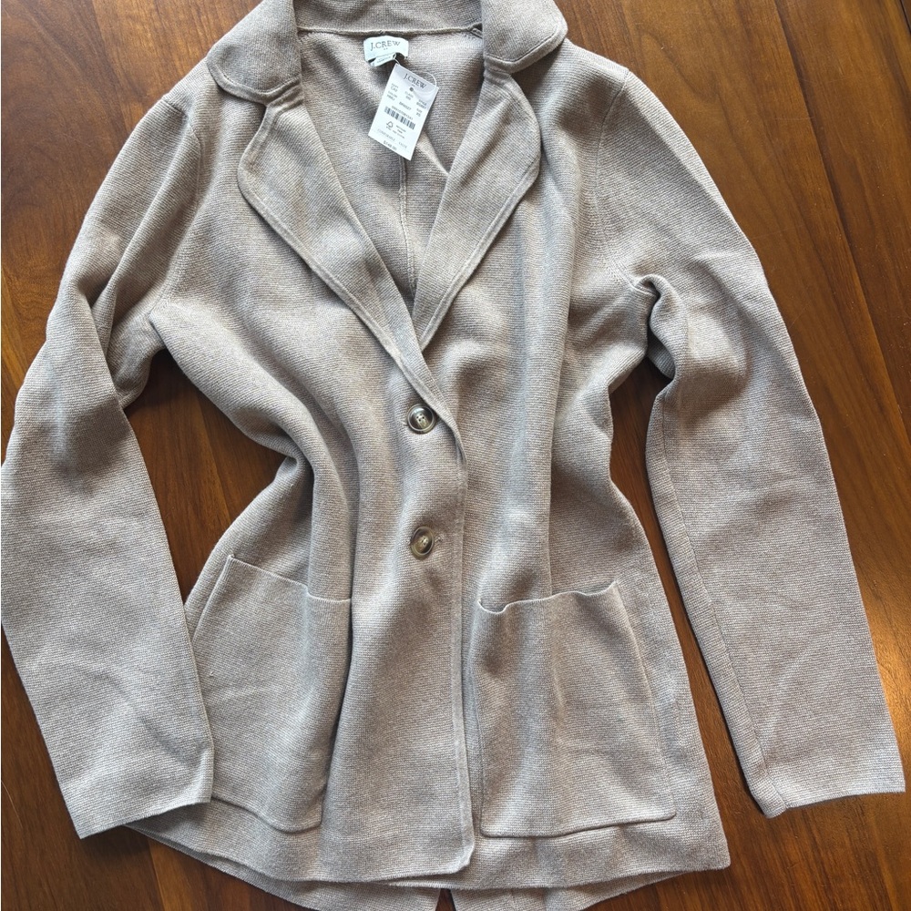 J. Crew Factory Women's Taupe Knit Blazer Cardigan